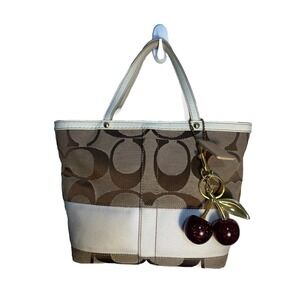 COACH MINI TOTE BAG Purse With Cherry Charm